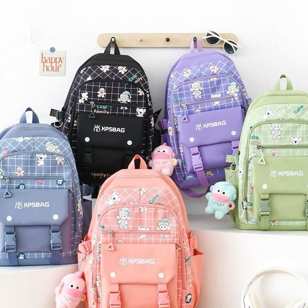 Backpack Primary School Girls Schoolbag Women's Four-piece Set