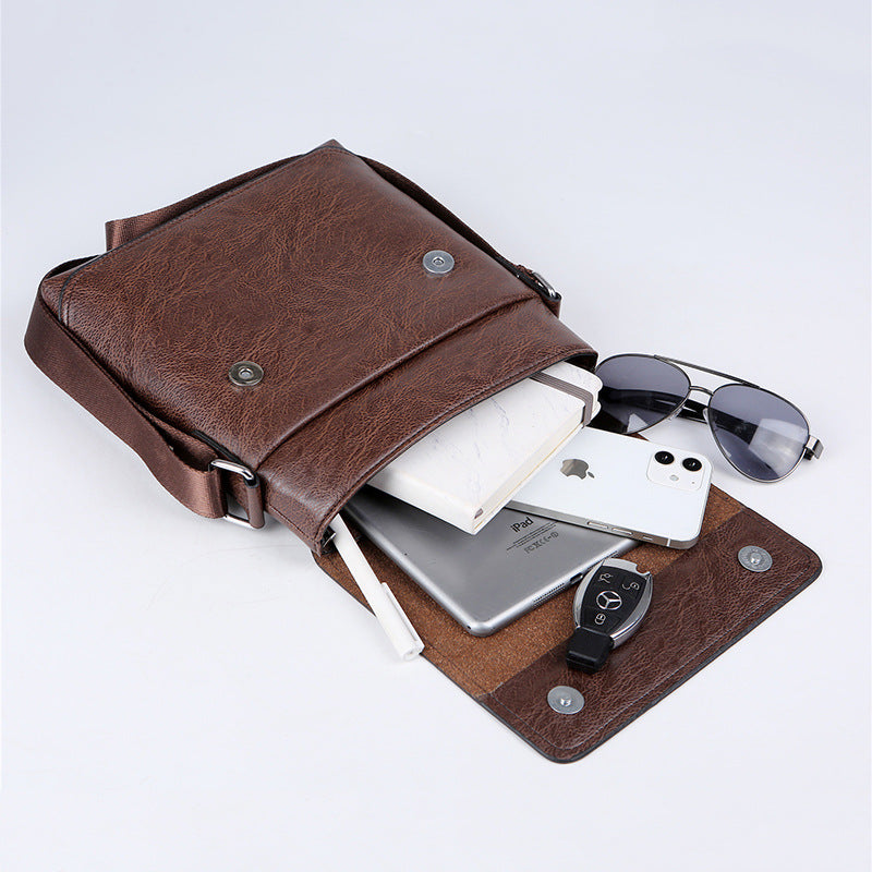 casual simple business leather waterproof mens bag