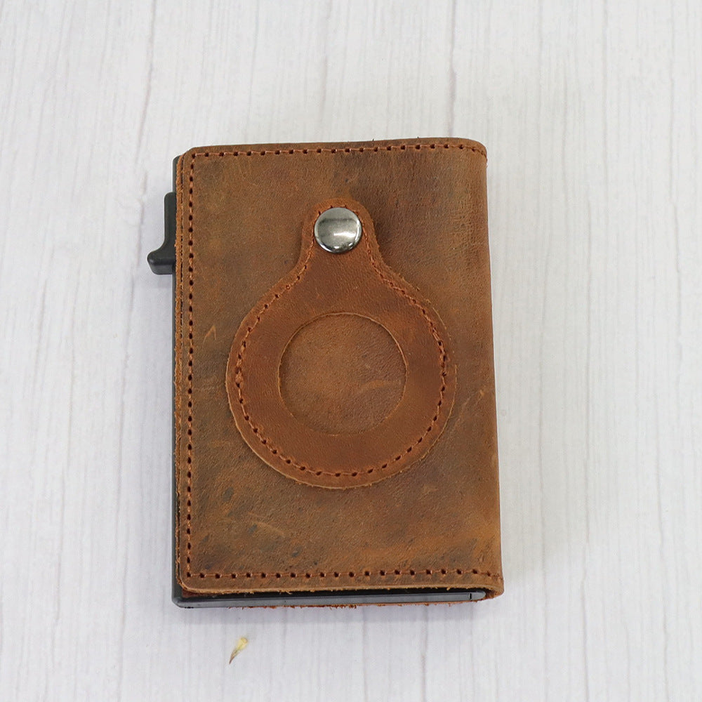 leather card case automatic card wallet anti lost