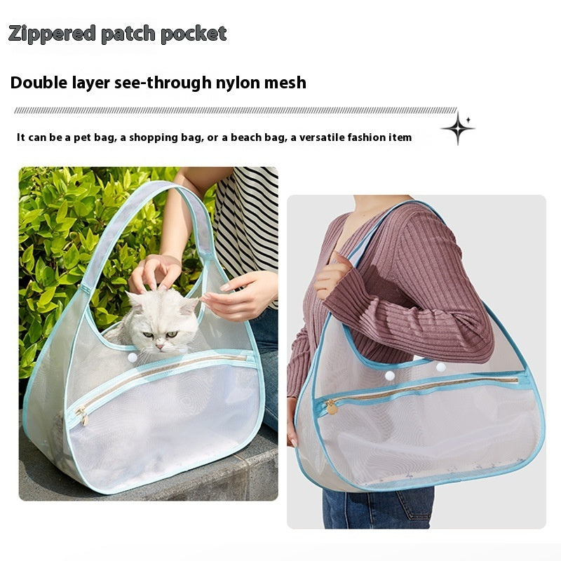 transparent solid color nylon cat portable pet shoulder bag