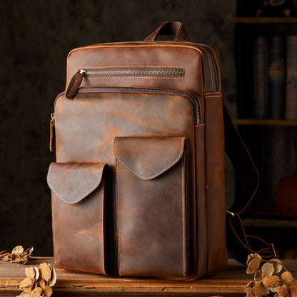 mens handmade crazy horse leather backpack