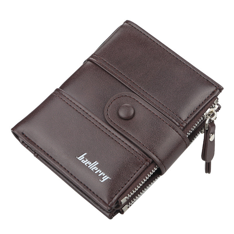 mens new double zipper creative short wallet