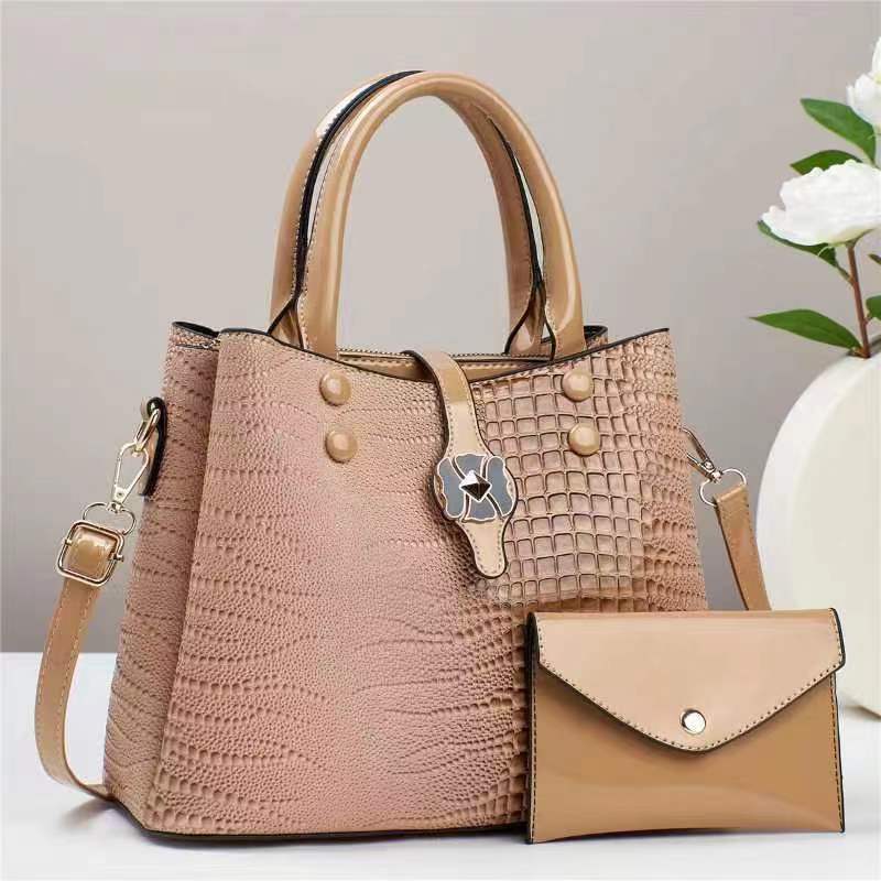 womens fashion large capacity soft leather crocodile pattern casual bag