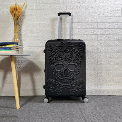 skull scratch resistant frosted trolley case