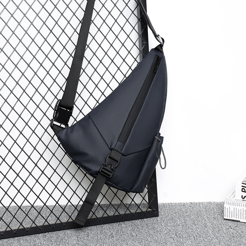 derm mens crossbody motorcycle chest bag triangle sunday bag