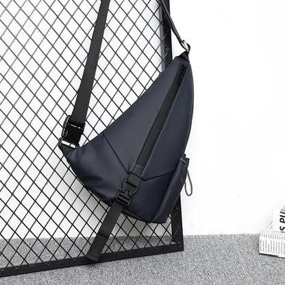derm mens crossbody motorcycle chest bag triangle sunday bag