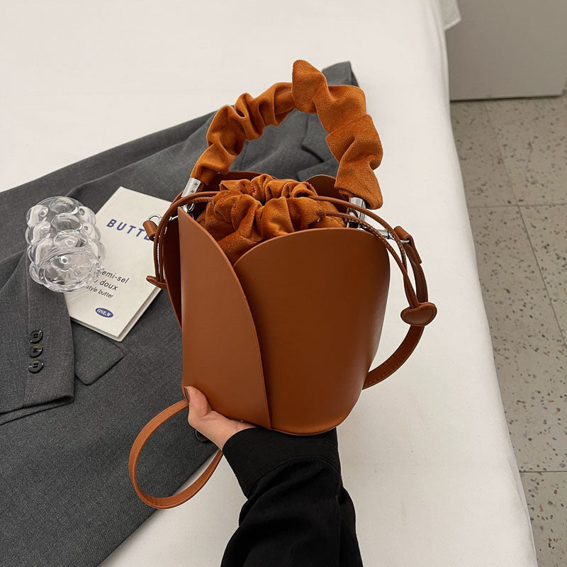 Womens PU Bucket Tote Crossbody Bag