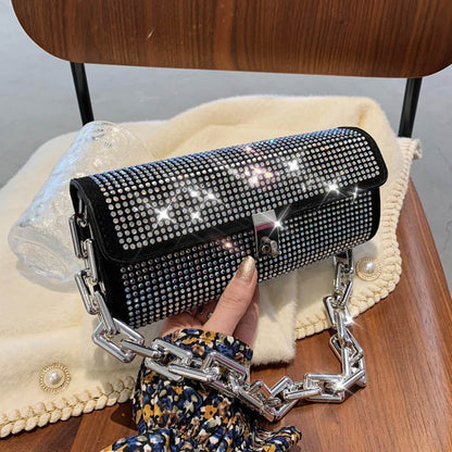 one shoulder rhinestone bag womens dinner hand