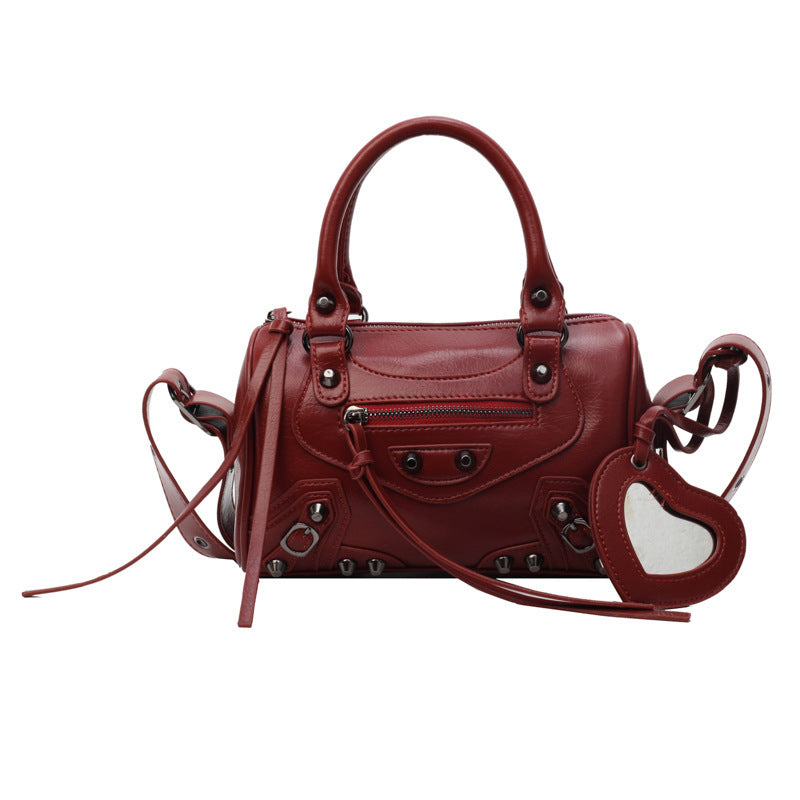 portable tassel rivet shoulder crossbody underarm pillow bag