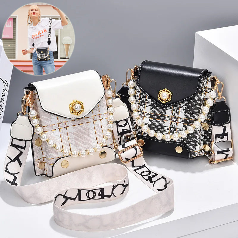 fashion womens crossbody bag girls cute princess wallet classic shoulder bag summer pearl chain phone bag