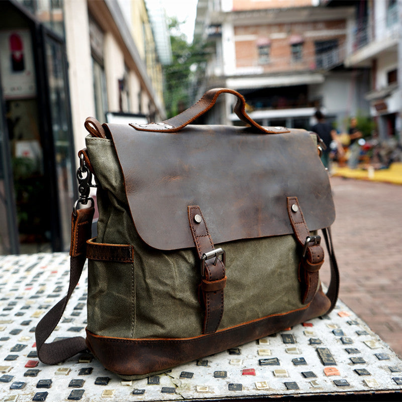 horseskin diagonal handbag briefcase canvas one shoulder
