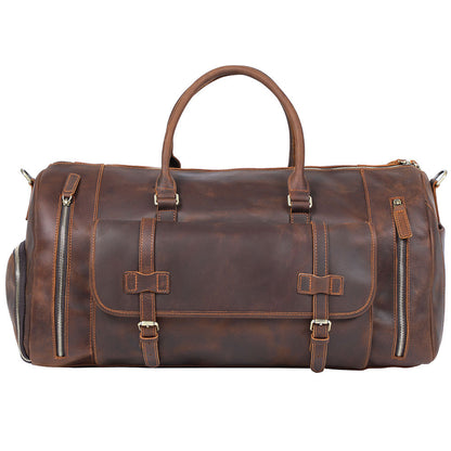 mens retro genuine leather super large capacity first layer cowhide leather hand luggage bag