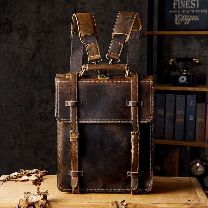 first layer cowhide backpack casual genuine leather