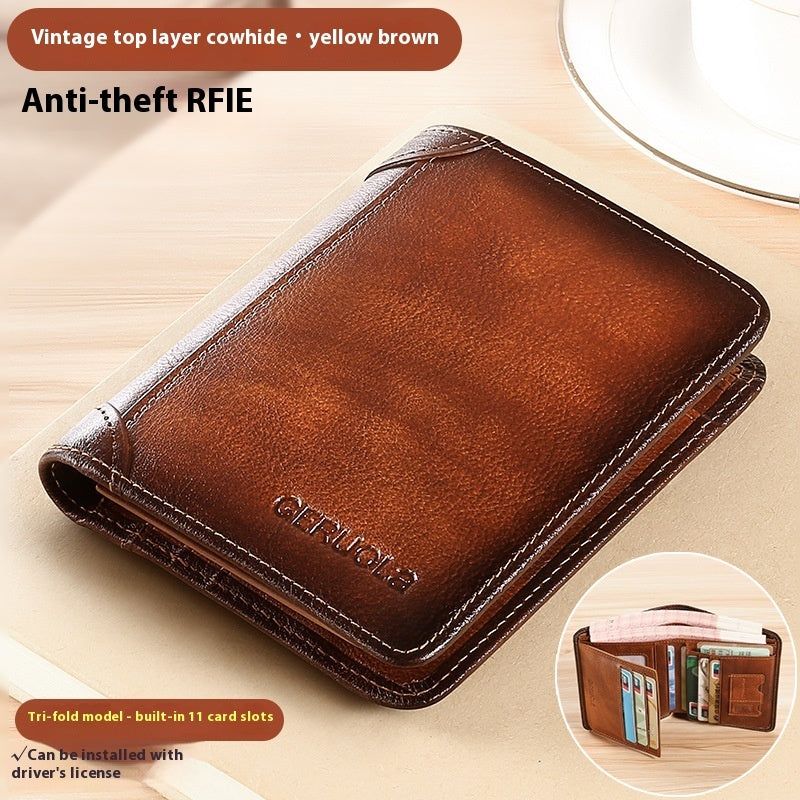 genuine leather anti theft swiping ultra thin cheng e wallet