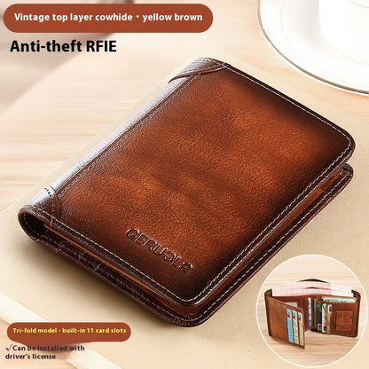 genuine leather anti theft swiping ultra thin cheng e wallet