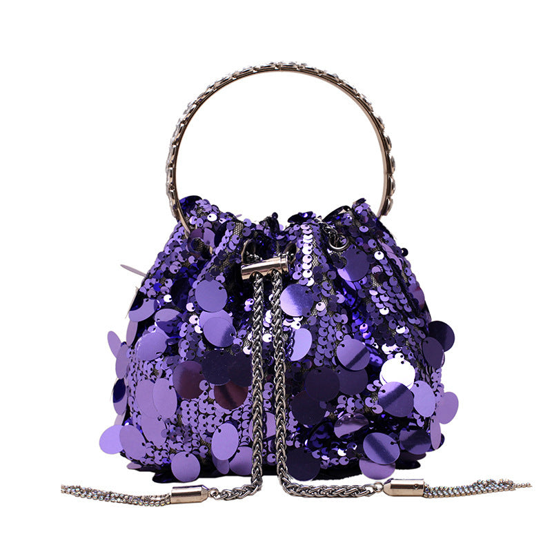 high grade metal tassel sequins dinner bag