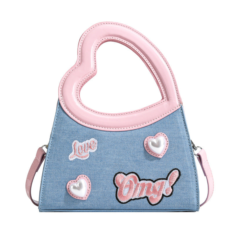 Special-interest Design Love Handbag Contrast Color Fashion