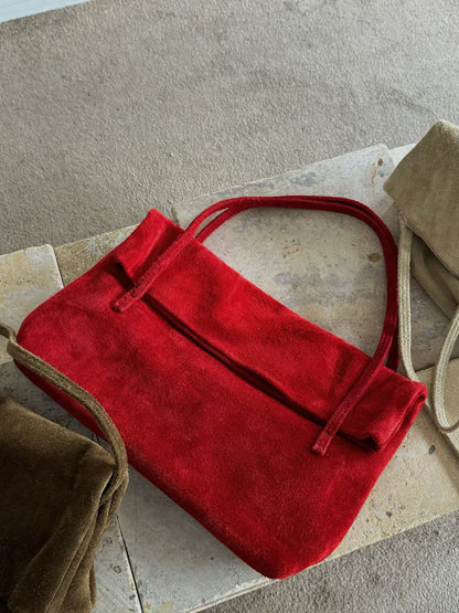 Relaxed Commuter Suede-fleece Bag With A Large Capacity