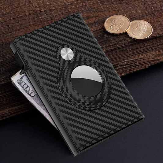 carbon fiber leather card holder black stripe multifunctional