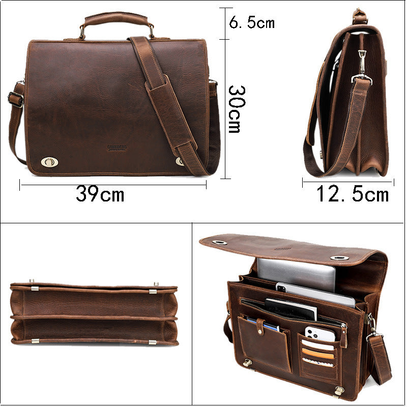 fashion personality leather mens business briefcase