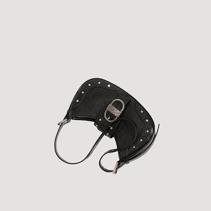new oil wax leather personality rivets flap shoulder messenger bag