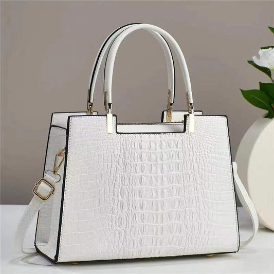 womens fashion casual crocodile pattern large capacity handbag