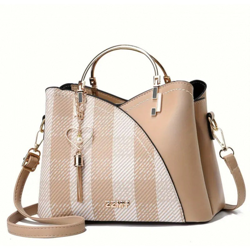 womens contrast color large capacity handbag