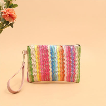 online influencer rainbow woven bag clutch coin purse