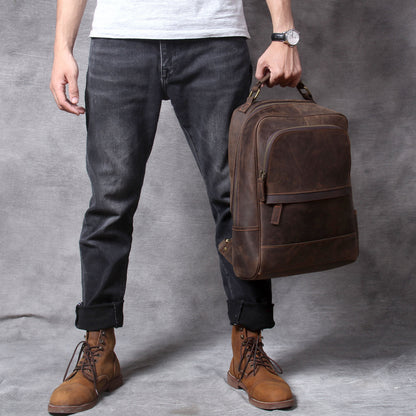 new retro crazy horse leather mens leather backpack
