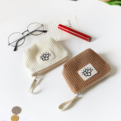 womens cute simple waffle storage bag