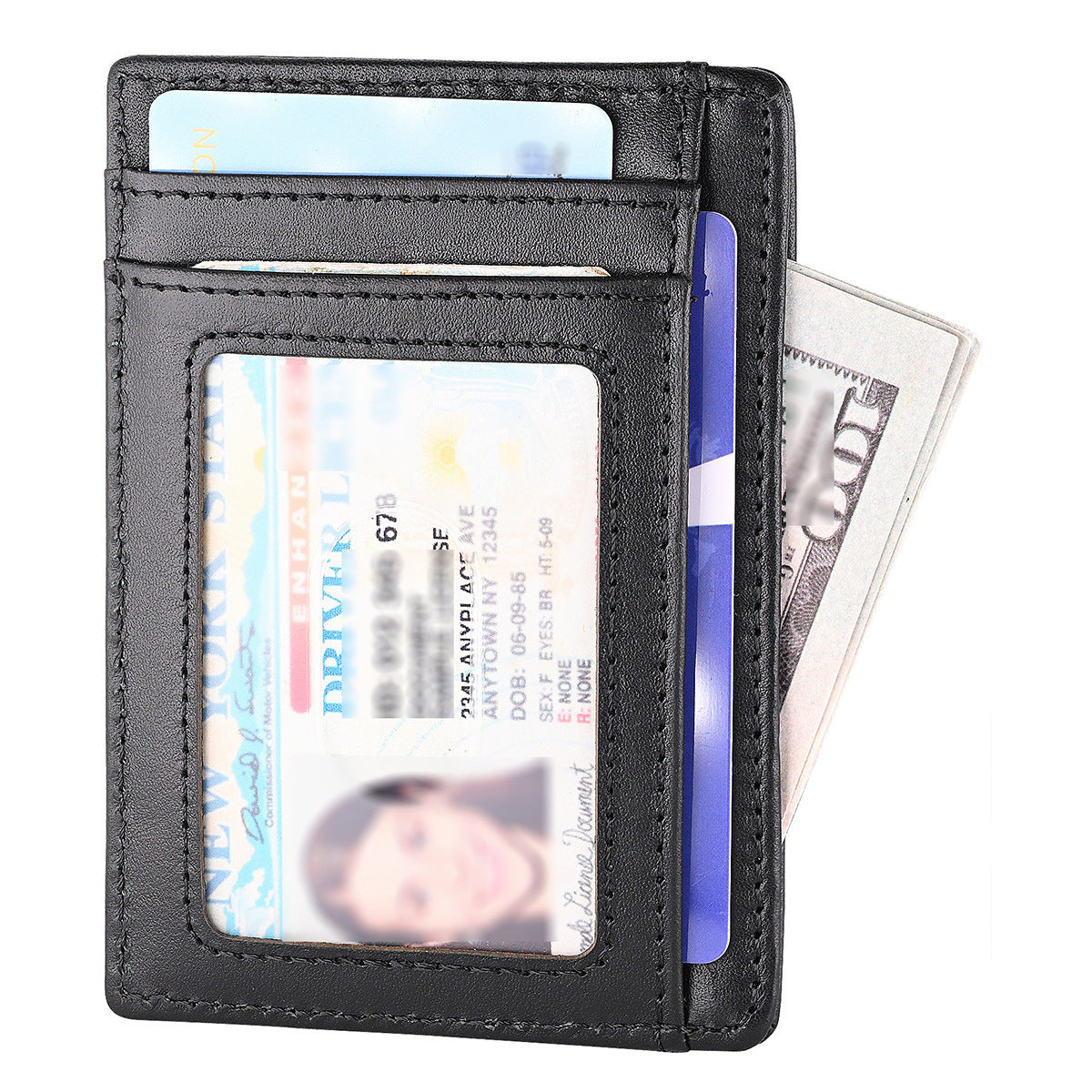 multiple card slots mens first layer cowhide wallet