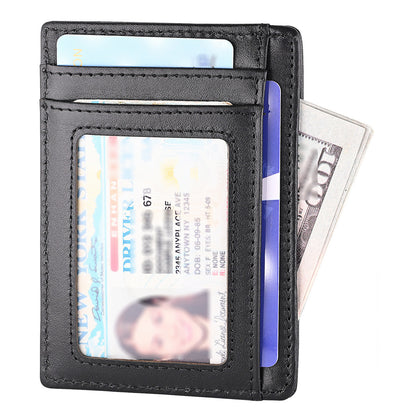 multiple card slots mens first layer cowhide wallet