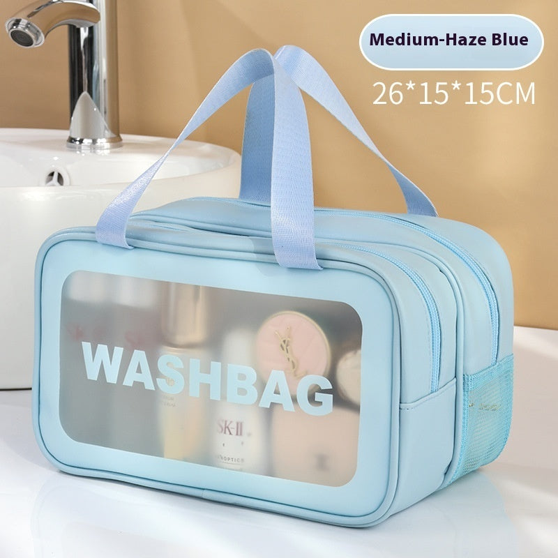 dry wet separation double layer transparent pu cosmetic bag portable wash bag