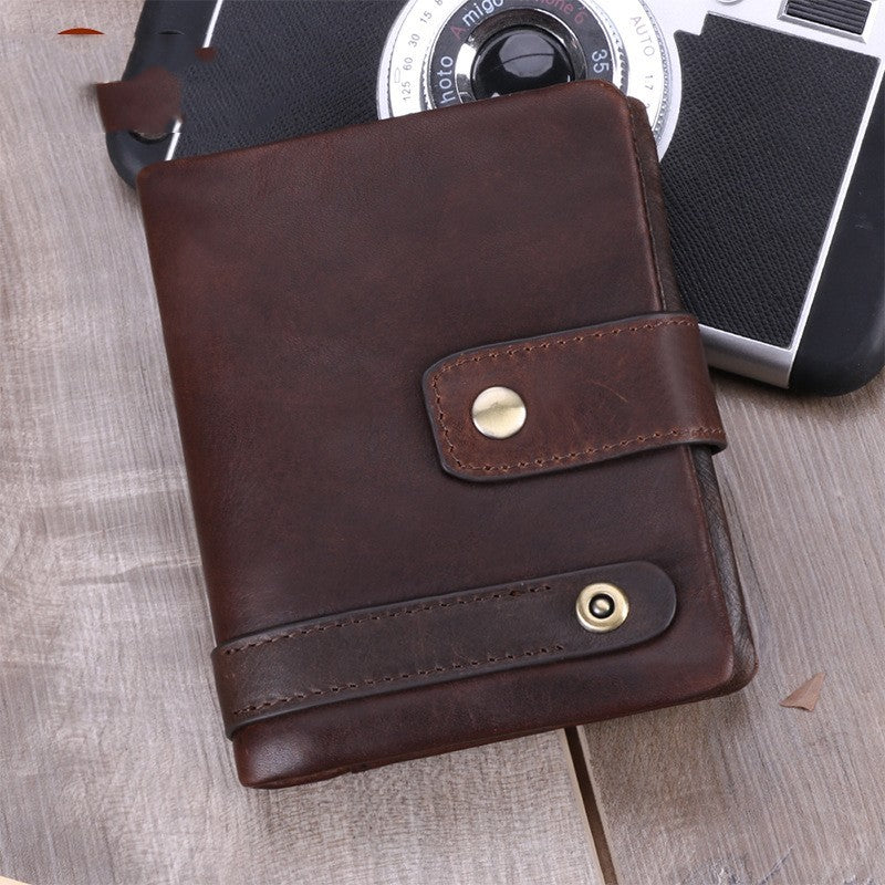 multi card retro crazy horse leather wallet