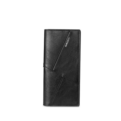 mens fashion stitching multifunctional anti theft brush soft wallet