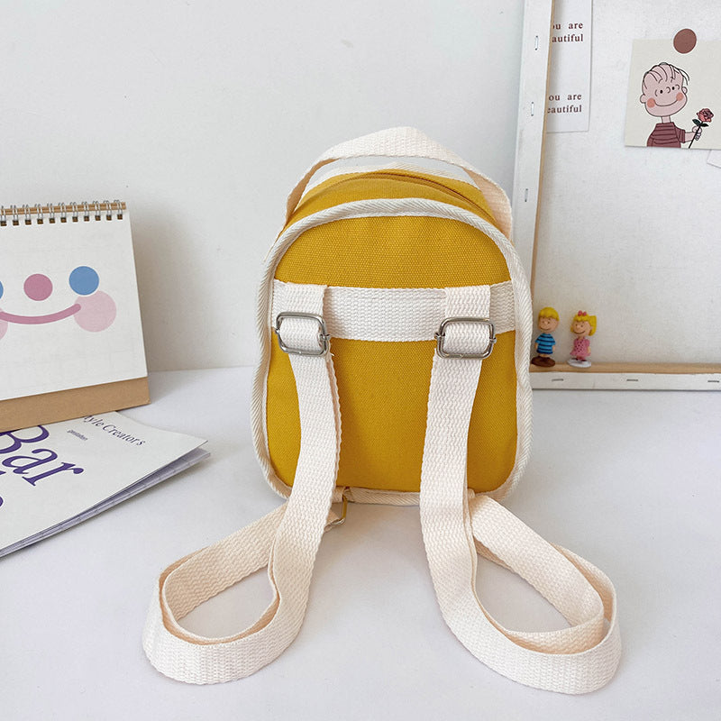 cute bear doll mini canvas kindergarten backpack