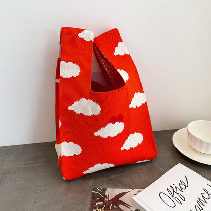 Cute Cartoon Wool Kitty Knitted Bag Women's Off-street Handbag