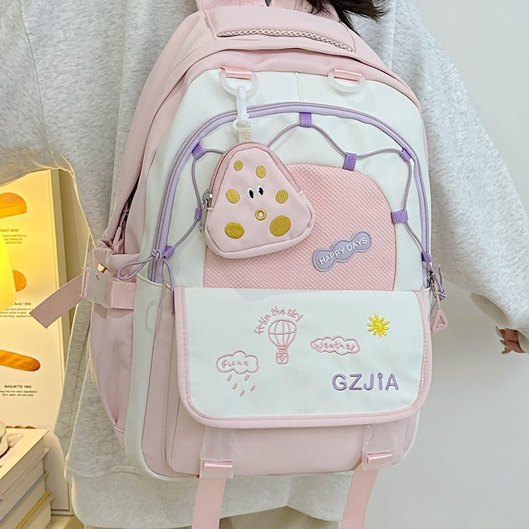 Simple And Lightweight Large Capacity Contrast Color Backpack