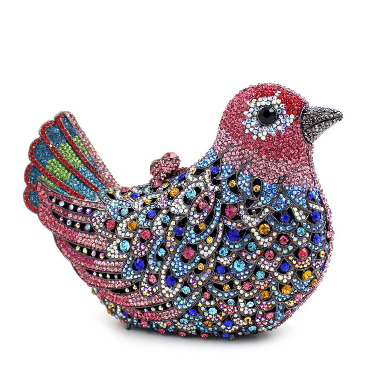 bird and peace dove animal jewel pack rhinestone dinner bag