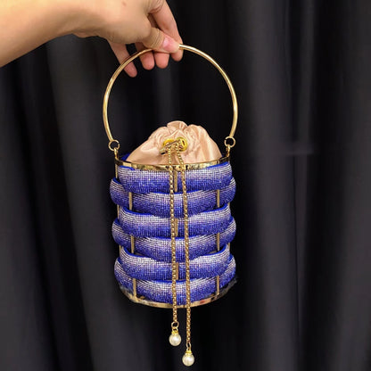fashion metal hand woven shiny rhinestone quartz rope