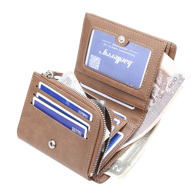 wallet mens short korean version of the vertical multi card position three fold small wallet thin buckle coin purse