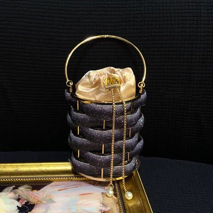 fashion metal hand woven shiny rhinestone quartz rope