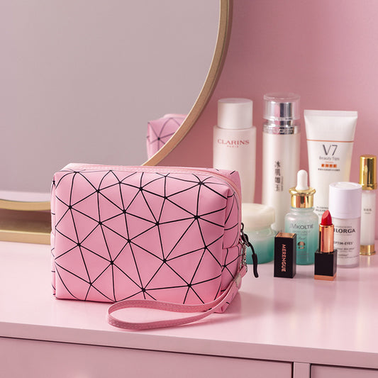 diamond triangle wash bag pu cosmetic bag