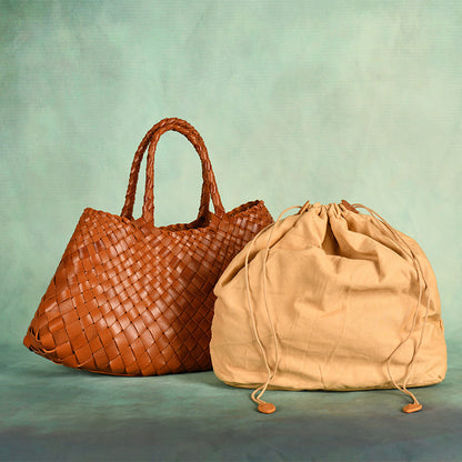 braided baotou layer cowhide pure handmade basket bag