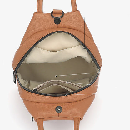 pu backpack practical soft leather zipper handbag