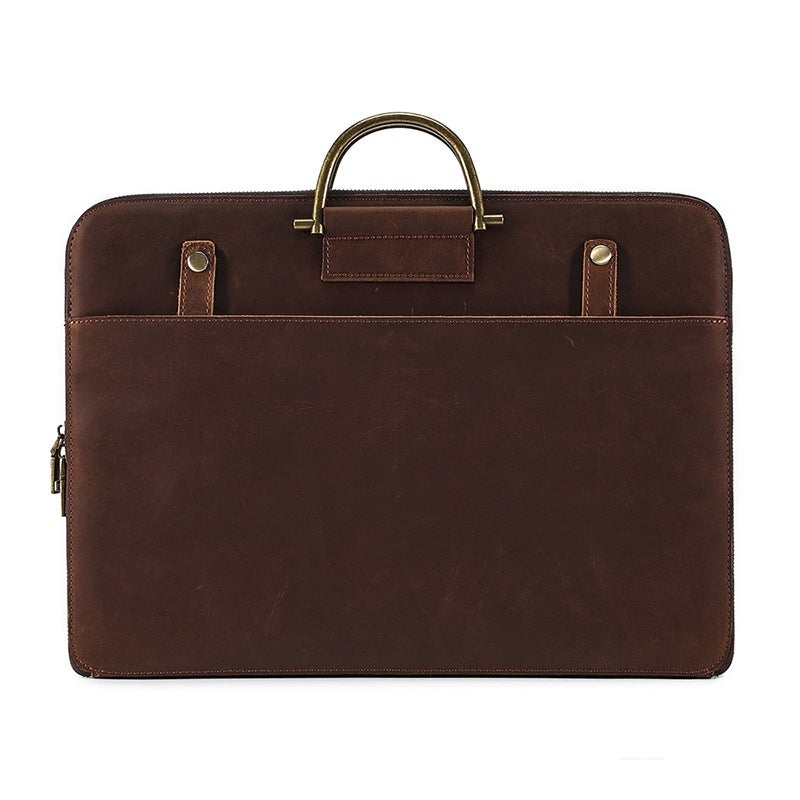 crazy horse leather mens business handbag genuine leather computer bag