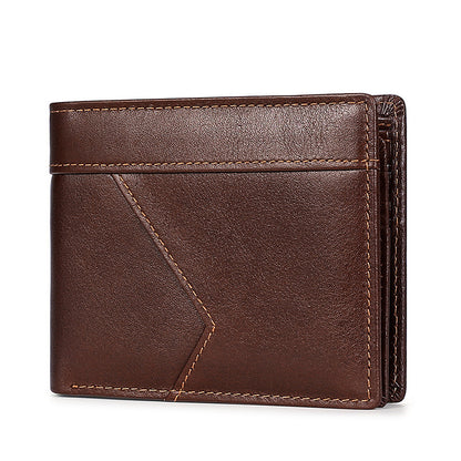 anti magnetic theft brush retro oil leather wallet smooth touch rfid business men standard wallet with photo window