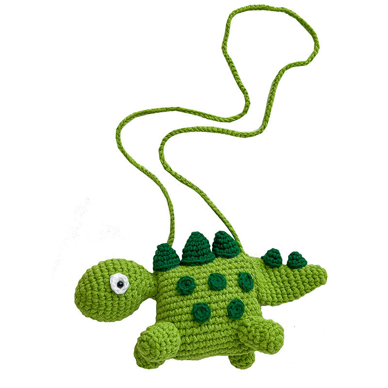 little dinosaur woolen yarn bag hand crocheted