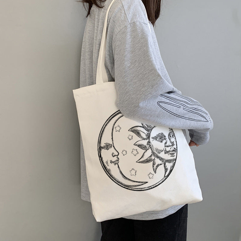 Vintage Myth Sun Print Canvas Bag Creative One Shoulder