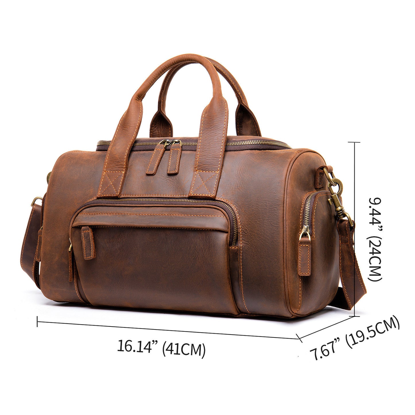 new leather handmade retro leather mens hand luggage bag large capacity